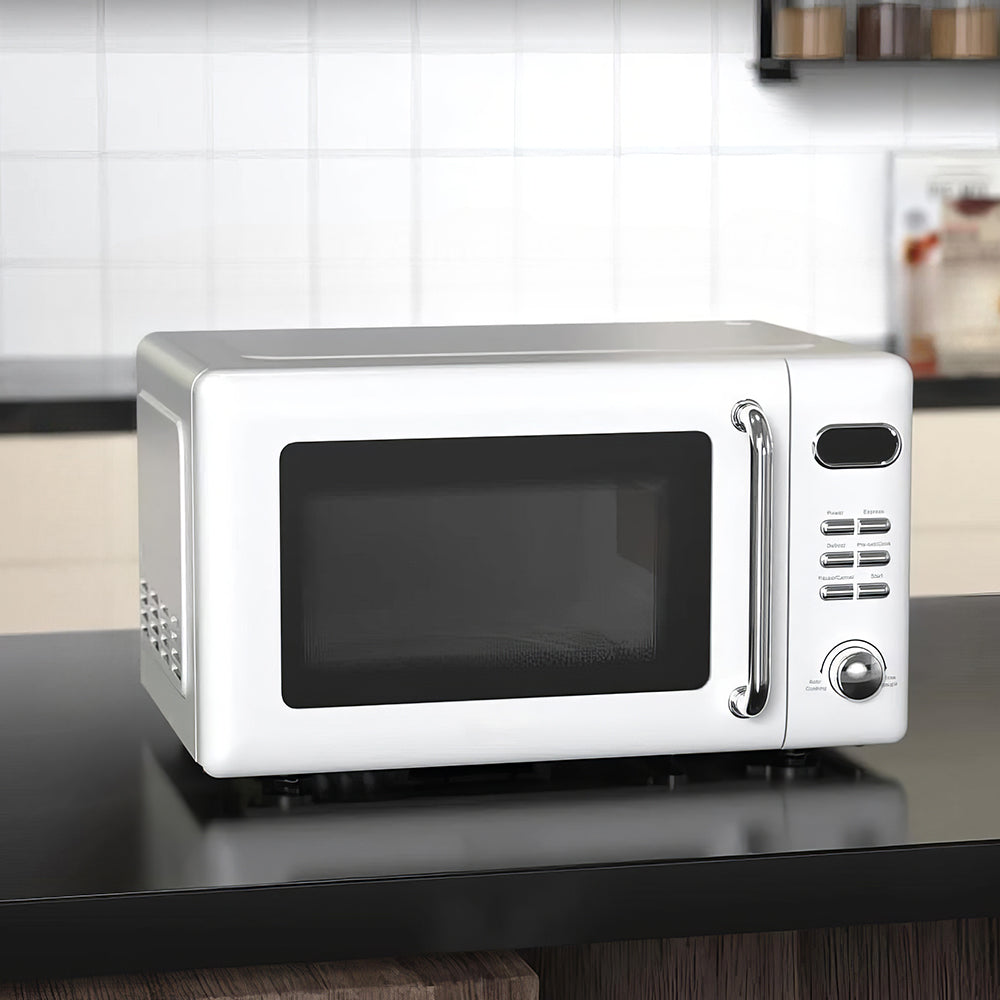 0.7 Cu Ft Retro White Countertop Microwave Oven 700W