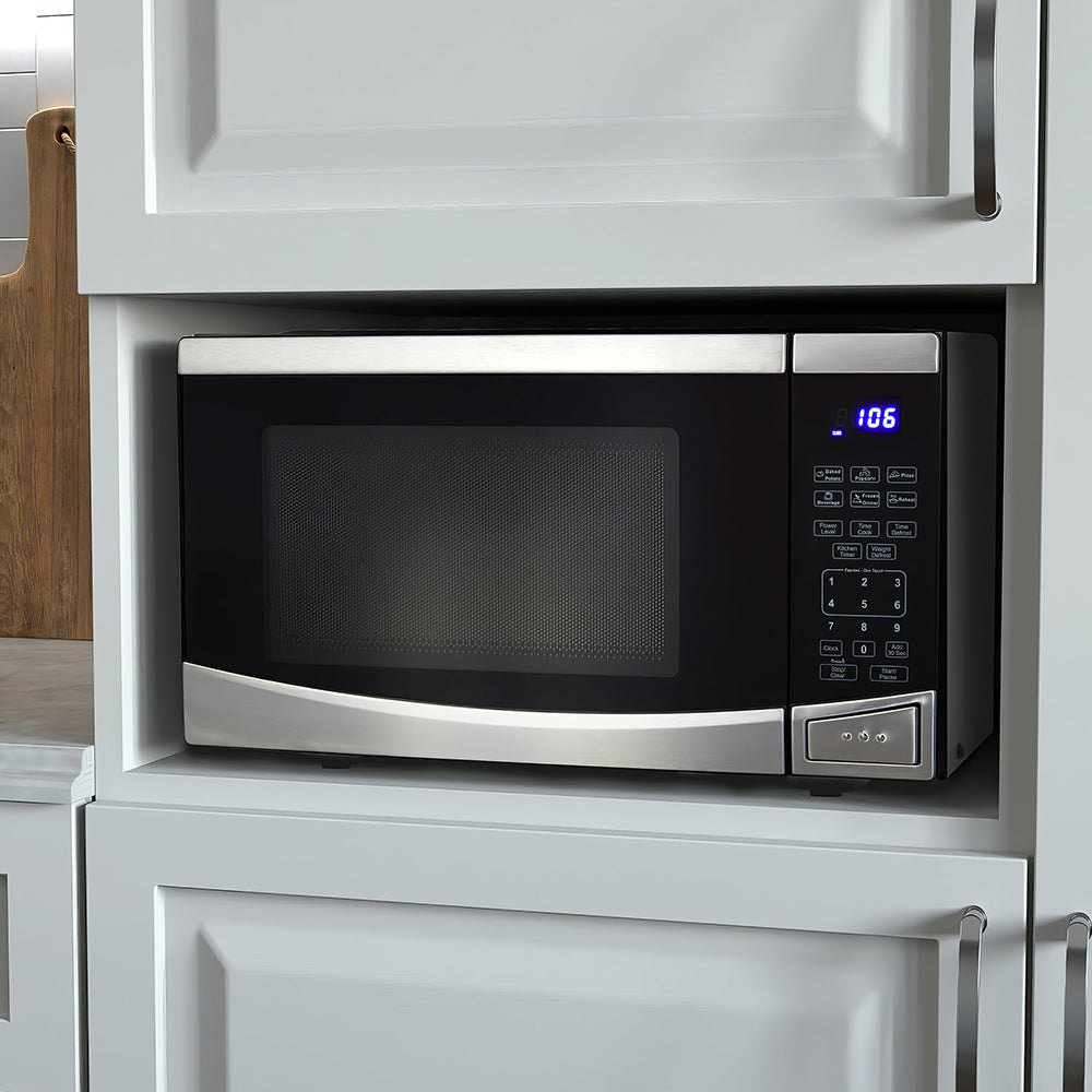0.9 Cu Ft 900W Compact Microwave Oven with 10 Power Levels & Presets