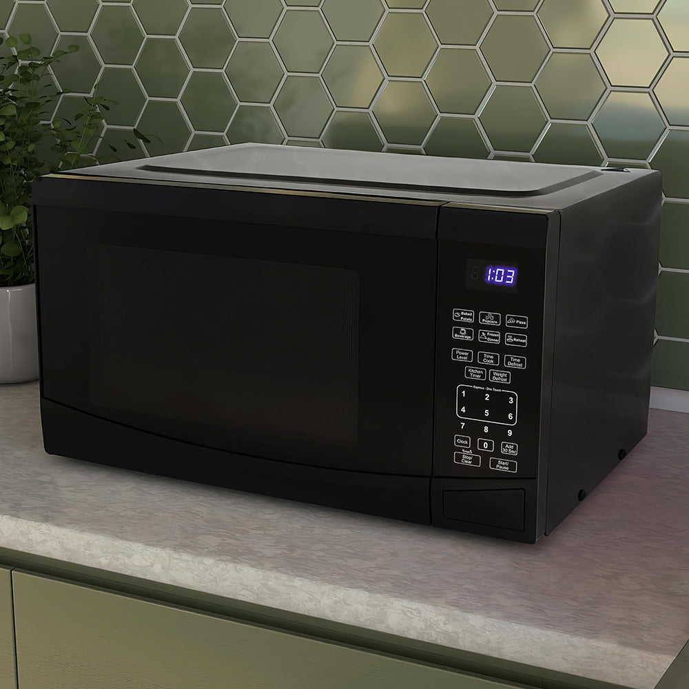 0.9 Cu Ft 900W Compact Microwave Oven with 10 Power Levels & Presets